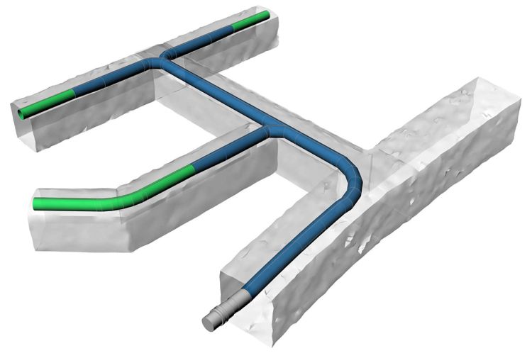 Diagram showing Mega-Dukt™ usage in an underground mine