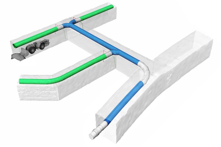 Diagram showing Turbo-Dukt™ usage in an underground mine